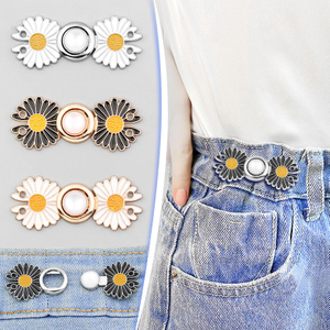Cuci bottoni fantasia regolabili per jeans da donna dal bellissimo design in metallo con margherite in denim
