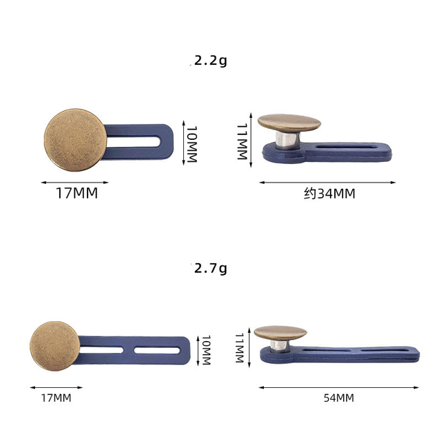 Accessoires pour pantalons, longueur 54mm, Jeans &eacute;lastiques, extension de boutons sans couture