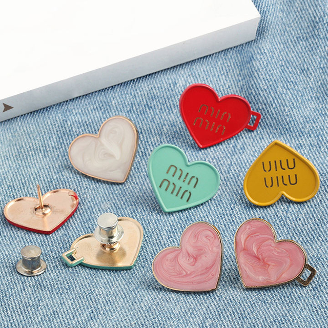 Jean &agrave; serrage de taille instantan&eacute; amovible en 2 parties, boutons en forme de cœur r&eacute;glables pour pantalons amples