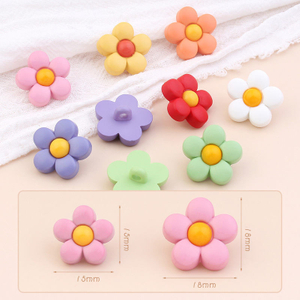 15 mm 18 mm ausgefallene bunte Blumen-&Ouml;senkn&ouml;pfe aus Kunstharz f&uuml;r Kinderm&auml;ntel