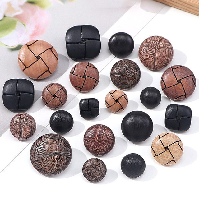 Bot&oacute;n de madera natural retro amistoso de Eco al por mayor de la f&aacute;brica para la ropa con la parte posterior del metal