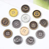 Bouton m&eacute;tallique en alliage de Zinc, 2 trous, 4 trous, 15mm, pour chemise, veste, pull, Stock d'usine