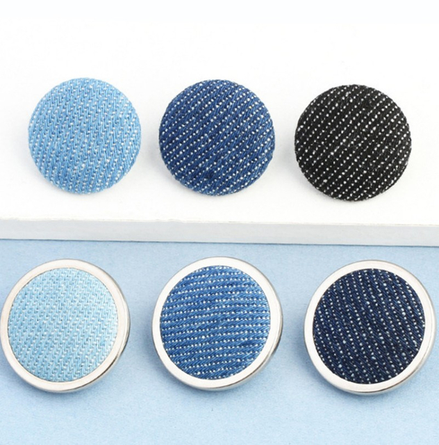 Bottone rivestito in tessuto rotondo con retro in alluminio di nuova moda per abbigliamento